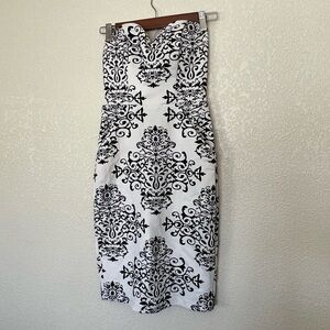 B Darlin Strapless Black and White Dress